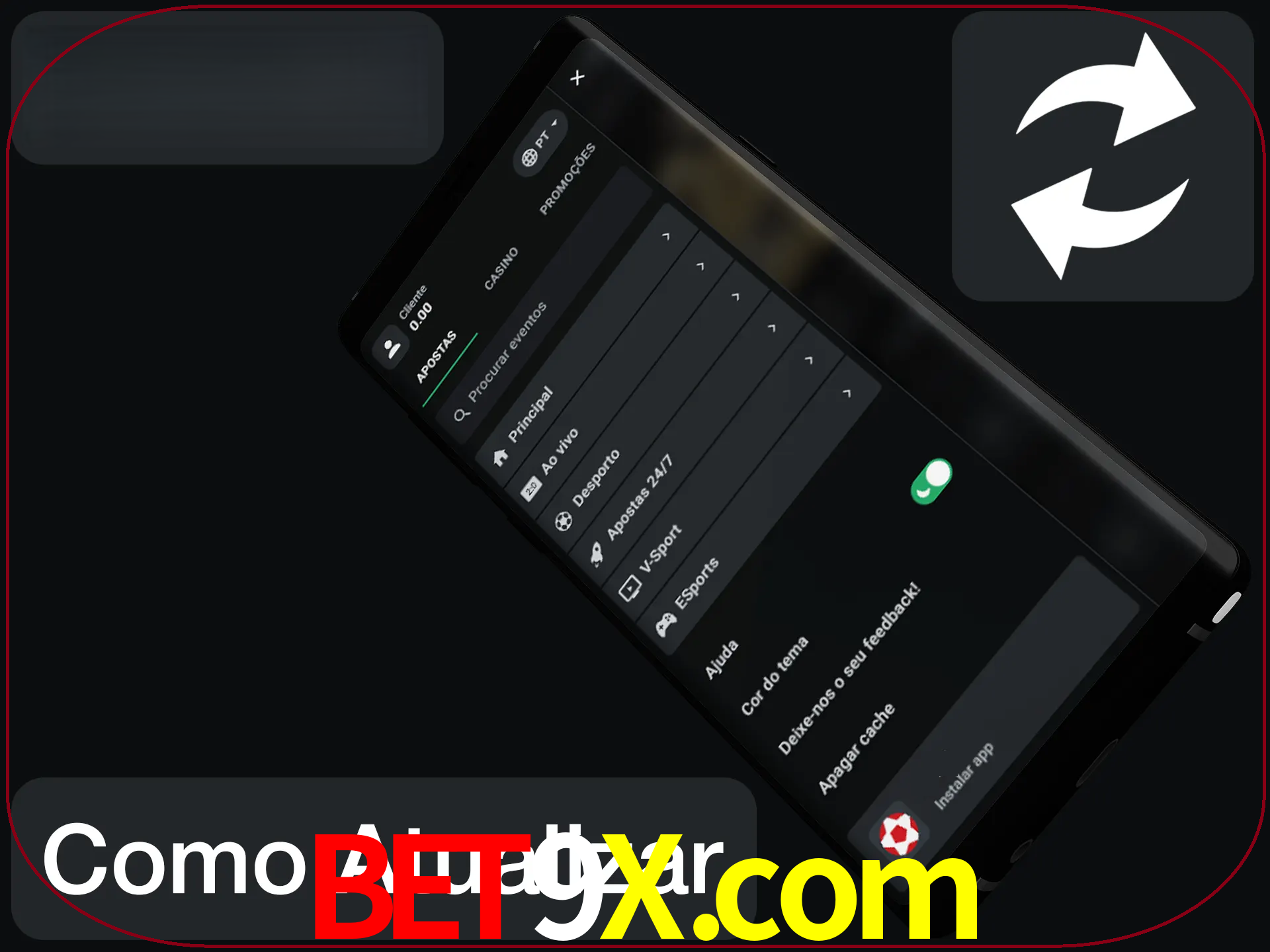 O aplicativo é atualizado automaticamente quando você faz o login.